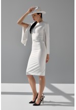 Белое стильное платье длины миди
