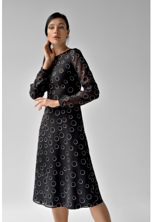 Коктейльна чорна сукня міді