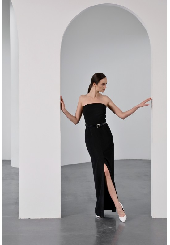 Черное платье длины макси