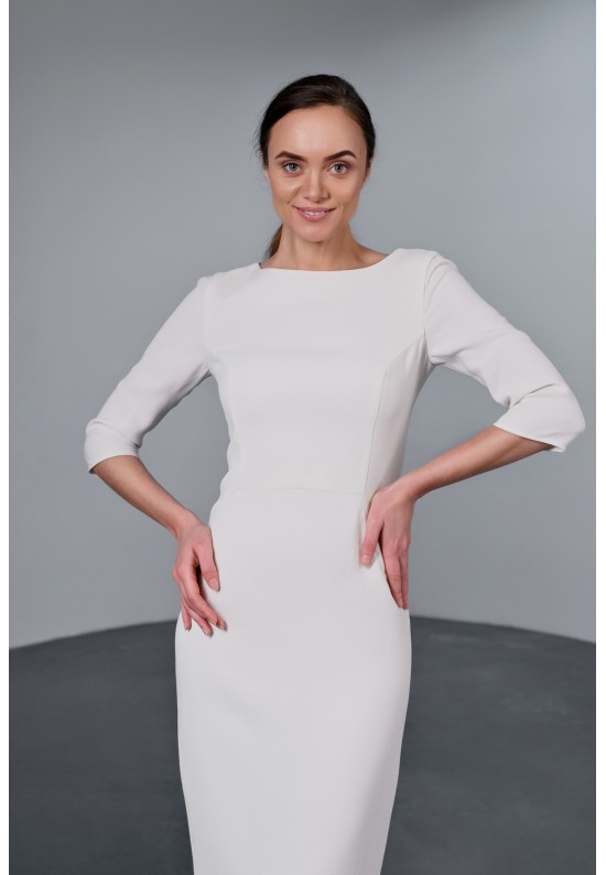 Елегантна біла сукня міді