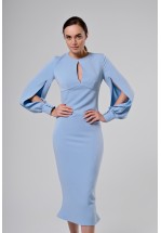Голубое коктейльное платье