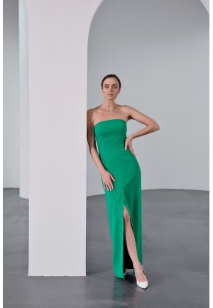 Зеленое вечернее длинное платье