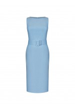 Блакитна сукня міді з поясом