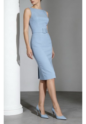 Голубое платье миди