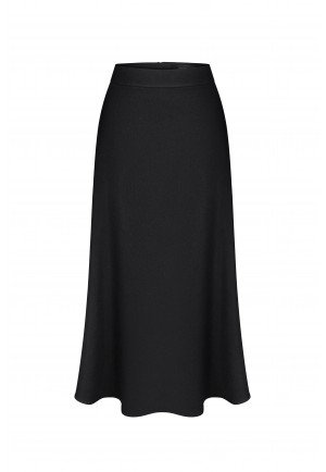 Чёрная юбка миди с расклёшенным силуэтом