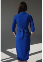 Деловое платье длины миди синего цвета