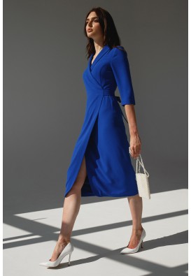 Ділова сукня довжини міді синього кольору