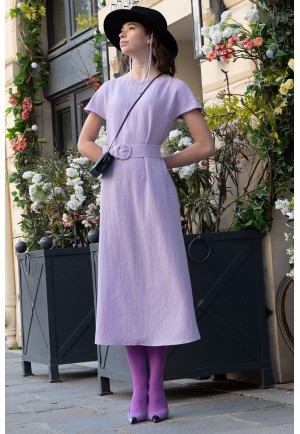 Легка сукня міді в лавандовому кольорі