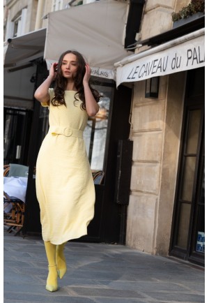 Шифонова сукня міді в жовтому кольорі