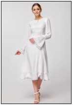 Белое шифоновое платье миди