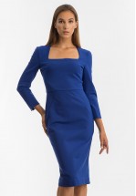 Синее деловое платье