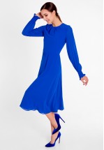 Синее шифоновое платье миди