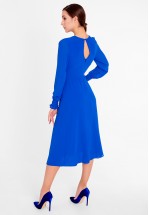 Синее шифоновое платье миди