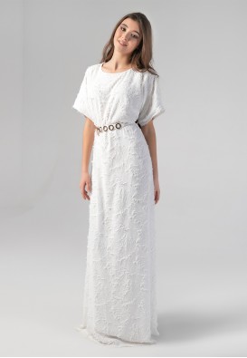 Шелковое белое платье в пол