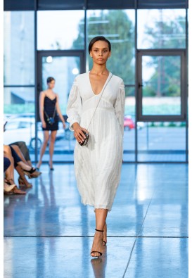 Біла ніжна сукня міді з ексклюзивноної колекції