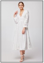 Белое нежное платье миди