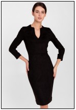Черное деловое платье из экозамши