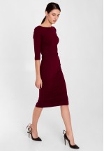 Ділова сукня міді у кольорі бордо