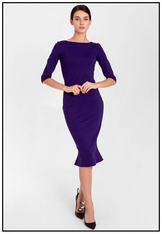 Фиолетовое деловое платье