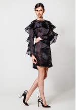 Коктейльна чорна сукня з органзи