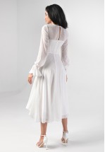 Нежное белое платье миди