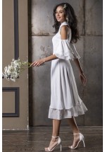 Ніжна біла сукня міді з відкритими плечима