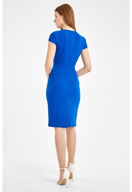 Облегающее синее платье-футляр