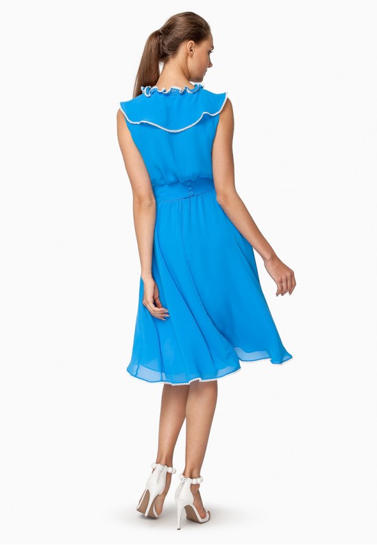 Платье миди голубого цвета