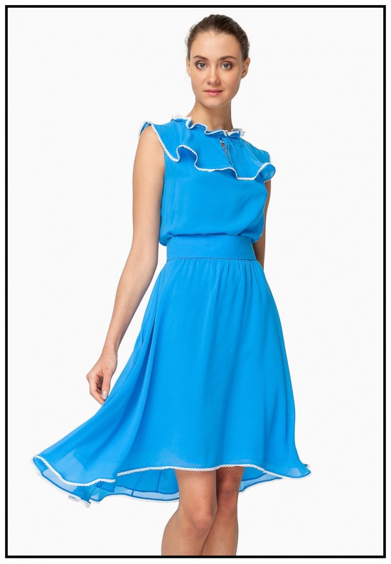 Платье миди голубого цвета